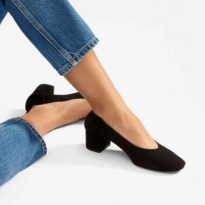 Black Suede Everlane Day Heel, Size 8